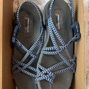 Skechers Navy and White Braided Sport Sandals